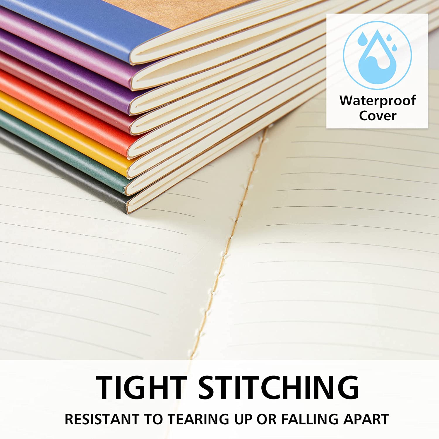 16 Pack Composition Notebooks Bulk, Kraft Cover Lined Blank College Ruled Composition Travel Journals with Jewel Tone Spines For Women Students, 60 Pages, 8.3”x 5.5”, A5, 8 Vintage Colors