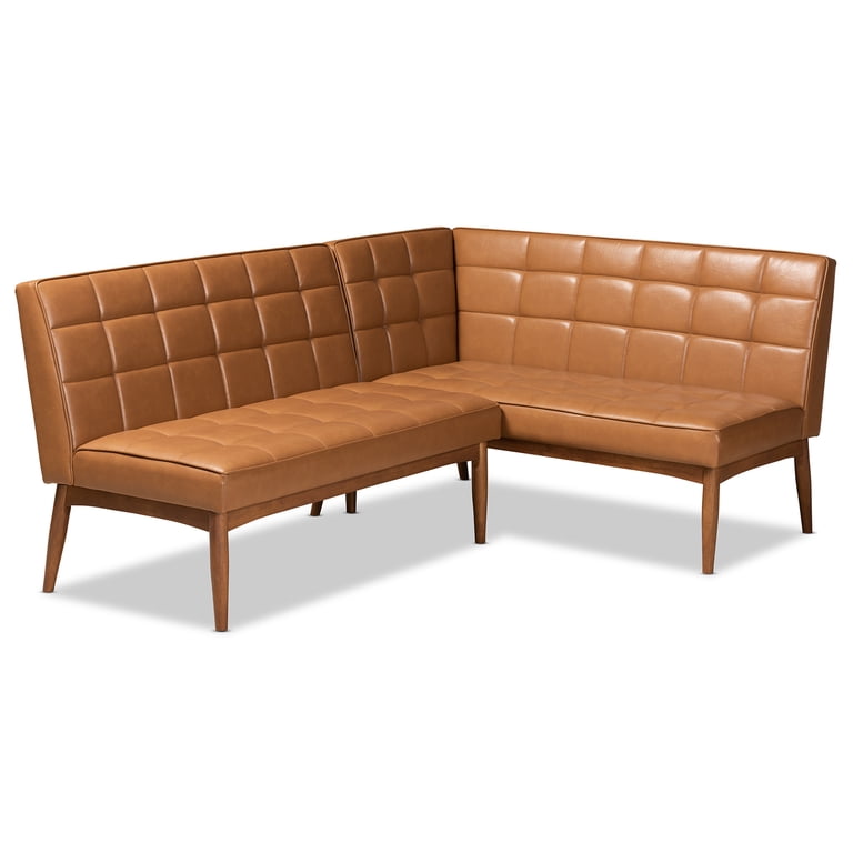Baxton Studio Sanford 2 Piece Mid Century Faux Leather Dining Nook