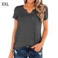 thumbnail image 1 of Camiseta Mujer Camiseta De Algodón Con Cuello En V Camiseta De Manga Corta De Color Sólido, Gris, XXL Monstrate AP001699-08, 1 of 7