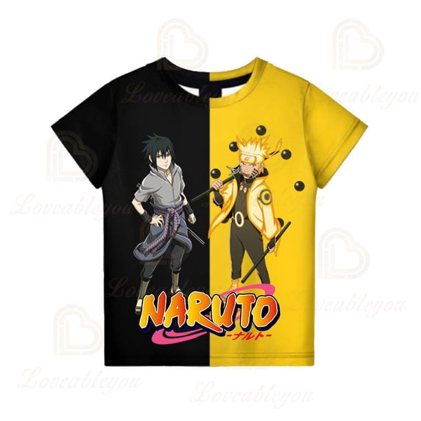 Naruto T Shirt 3D Printed Girls Streetwear Children Kids Clothes Summer Anime Uchiha Sasuke Boys Short Tshirt O-Neck TopsKids 150(9-10T) Gao Jinjia LED