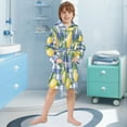 thumbnail image 5 of FORMRS Niños Bathrobe Unisex Hooded Robe Soft Plush Pajamas Sleepwear, Size 2-3T, Blue Plaid Lemon, 5 of 7