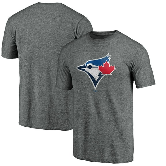 Men's Heather Gray Toronto Blue Jays Weathered Official Logo Tri-Blend T-Shirt