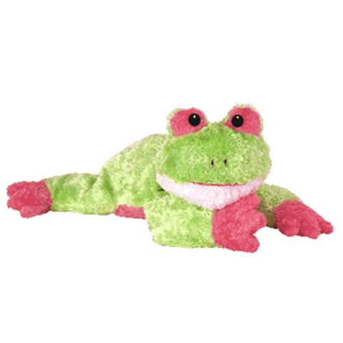 TY 2001 SNUGGLEFROG PILLOW PAL GREEN & RED FROG RATTLE STUFFED ANIMAL PLUSH TOY 