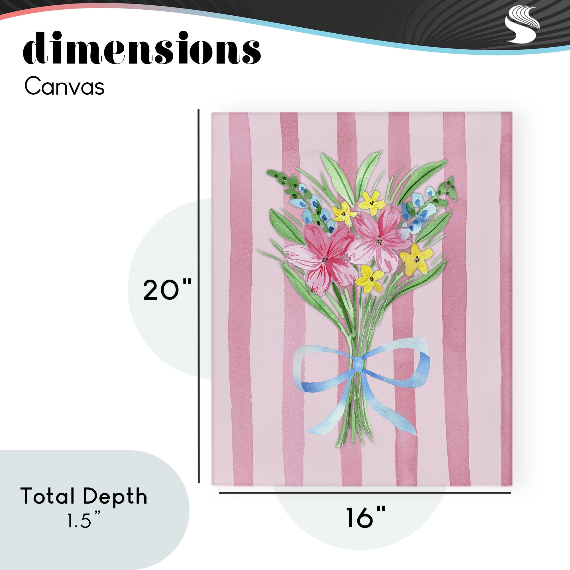 Spring Bouquet Pink & Blue Canvas Wall Art, design by Nina Jacobs