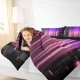 thumbnail image 3 of Manfei 3D Neon Stripes Twin Comforter Sets, Gradient Vertical Lines Bedding Set, Purple Pink Black, Black Reversible 2-Piece, 1 Comforter and 1 Pillowcase, 3 of 6