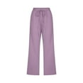 thumbnail image 4 of POINTERTECK Women Fashion High Waisted Wide Leg Pants Drawstring Elastic Trousers Comfy Straight Leg Long Pants With Pockets, 4 of 5