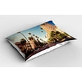 thumbnail image 2 of Ambesonne Urban Pillow Sham 2 Pack, Beverly Hills Street View, 26"x20", Pale Blue Peach Green, 2 of 3