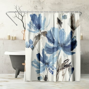 Tenda Doccia Americanflat PI Creative Art – Astratta 180x188 Cm – 100% Poliestere Con 12 Ganci Inclusi – Midnight Clear II