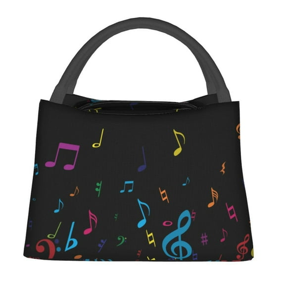 Fotbe Color Musical Notes Bolsa Térmica Portátil con Estampado, Bolsa de Entrega de Alimentos Aislada, Bolsa Reutilizable de Gran Capacidad para Comidas y Supermercado