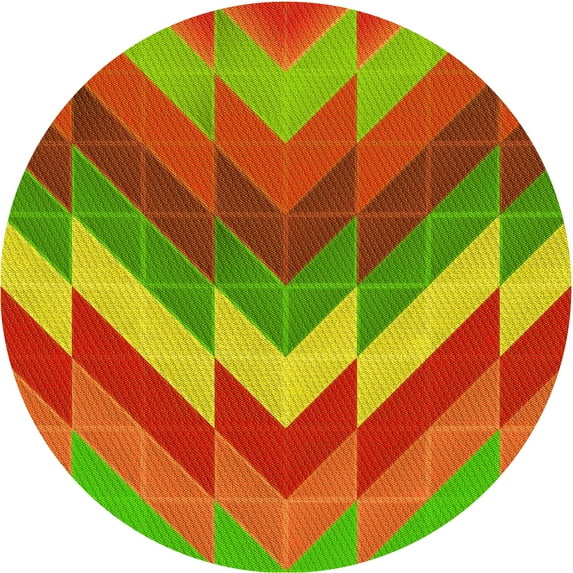 Ahgly Company Machine Washable Indoor Round Transitional Neon Red Area Rugs, 7' Round