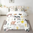 thumbnail image 2 of jejeloiu Rustic Farmhouse Animal Bedding Comforter Set 7pcs,Pig Cow Rabbit Queen Bedding Sets,Cartoon Farm Nursery Queen Sheet Sets For Child,Breathable Home Decor, 2 of 8