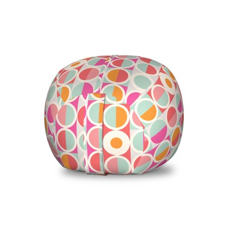 Pastel Storage Toy Bag Chair  Geometric Simplistic Pattern with Colorful Circles in Squares Funky and Retro Style  Stuffed Animal Organizer Washable Bag  Small Size  Multicolor  by Ambesonne