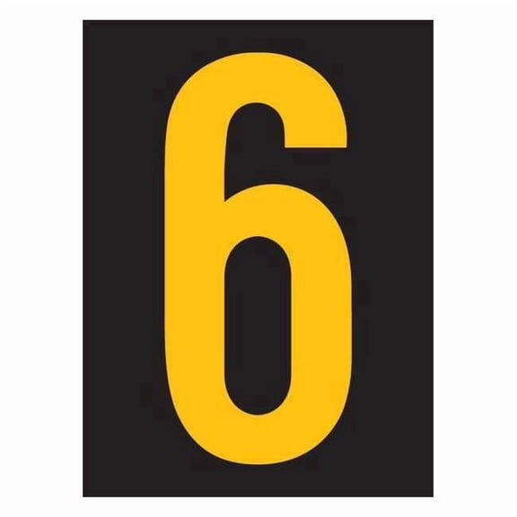 Stranco Reflective Number Label,6,2-1/2in H,PK25 RUM200-6-YB