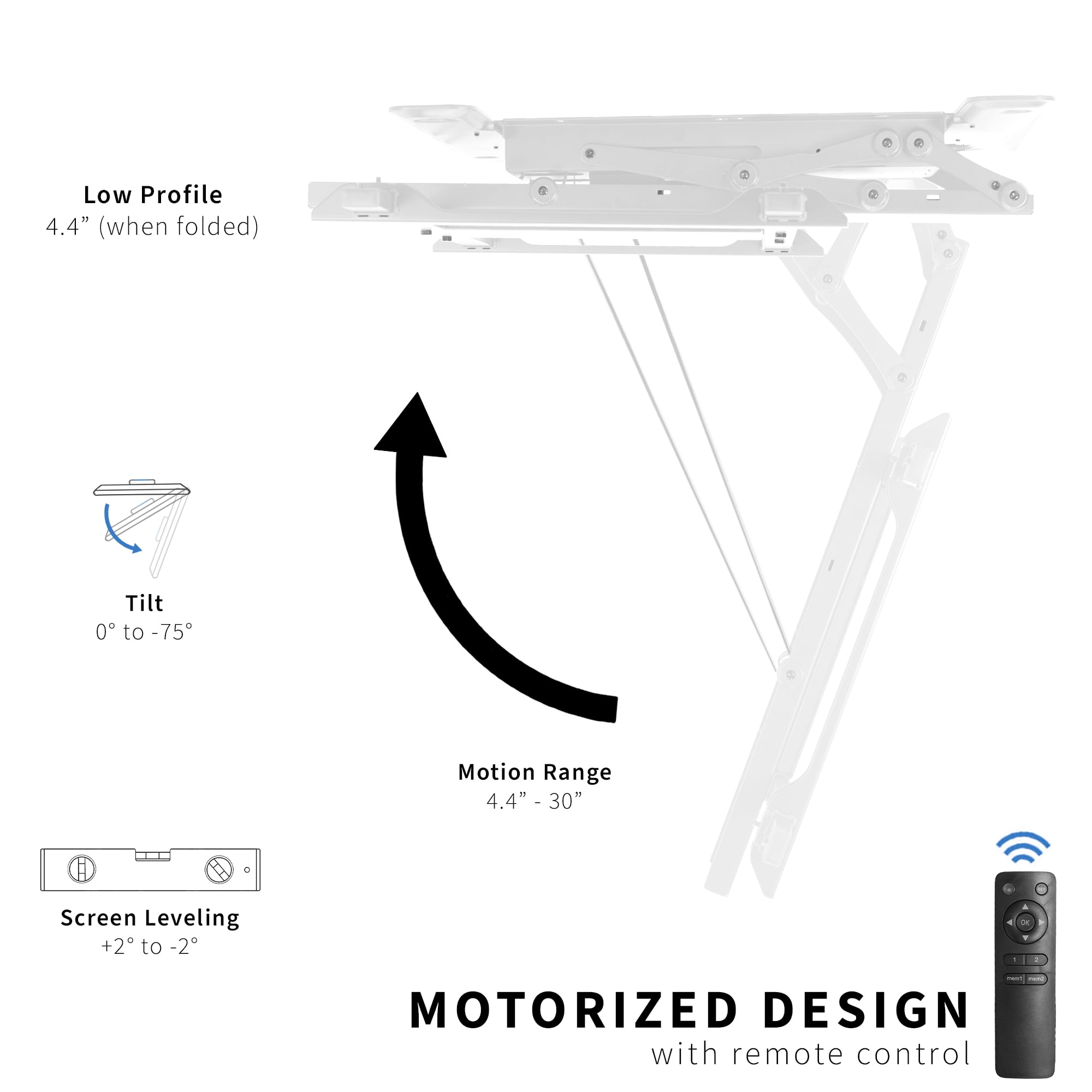 Vivo Remote Control Motorized Tv Ceiling Mount Shelly Lighting