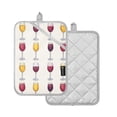 thumbnail image 2 of Line Wine Glass Oven Mitts Pot Holders 2 pcs Heat Resistant for Kitchen Baking Grilling, 2 of 7