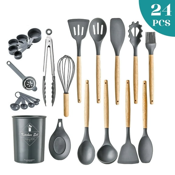 AGCAN Silicone Cooking Utensils Set Heat Resistant Kitchen Utensils Turner, Tongs,Spatula,Spoon,Brush,Whisk