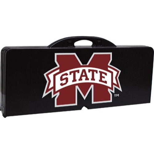 Picnic Time Picnic Table - Black (Mississippi State Bulldogs) Digital Pr