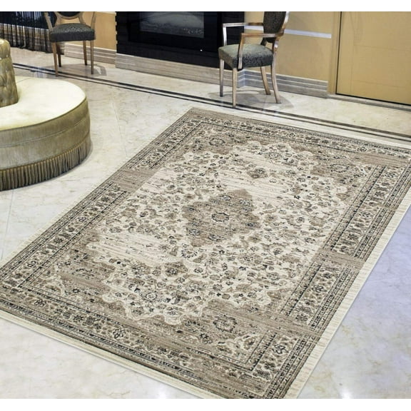 Fissile/Ivory/Beige Persian Isfahan Floral Pattern Distressed – Modern Vintage Area Rug