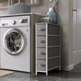 thumbnail image 2 of Dresser with 4 Drawers - Vertical Slim Storage Chest of Drawers with Steel Frame, Wood Top & Easy Pull Fabric Bins for Small Spaces, Closets, Bedroom, Bathroom & Laundry (Gray), 2 of 14