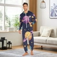 thumbnail image 4 of Universe Planets Stars Adult Onesie Pajamas Slim Fit Christmas One Piece Suit Pjs for Women and Men Hooded Zipper, 4 of 7