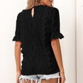 thumbnail image 3 of Women's Lace Floral Short Sleeves Tops V Neck Solid Summer Casual Comfy T Shirts Elegant Fashion Tuncis Blouses Pullover, 3 of 3