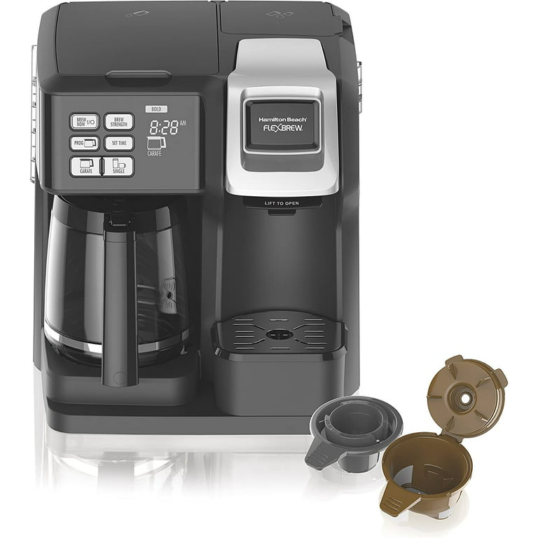 Hamilton Beach 49976 FlexBrew Trio 2-Way Coffee Maker, Compatible with  K-Cup Pods or Grounds, Combo, Single Serve & Full 12c Pot, Black
