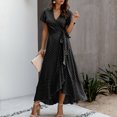 thumbnail image 3 of SMihono Robe d'Été pour Femmes Grande Taille Été Femmes Aguichant à Col en V Imprimée Dames à Manches Courtes Robe de Plage Décontractée, 3 of 7