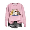thumbnail image 4 of ClodeEU Women's Christmas Cat Print Sweatshirt ,Round Neck Print Long Sleeve Sweatshirt Top Pink 01,Womens Plus M, 4 of 5