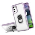 thumbnail image 4 of For Samsung Galaxy A13 5G Transparent Hybrid PC Magnetic Ring Stand (work with Car Mount) Detachable Frame Bumper Phone Case Cover by Xpression - Clear + Purple, 4 of 8