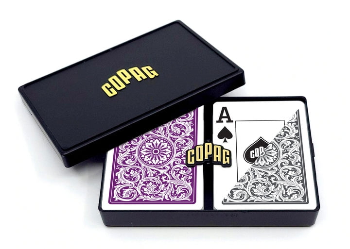 Copag 1546 100% Plastic Playing Cards - Standard Size (Poker) Jumbo Index Purple/Grey Double Deck Set