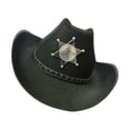 thumbnail image 1 of Ounissouiy Sombrero de vaquero occidental Sombrero para el sol con cuerda Elegante sombrero de para hombres y mujeres Kits de decoración para fiestas Negro, 1 of 6