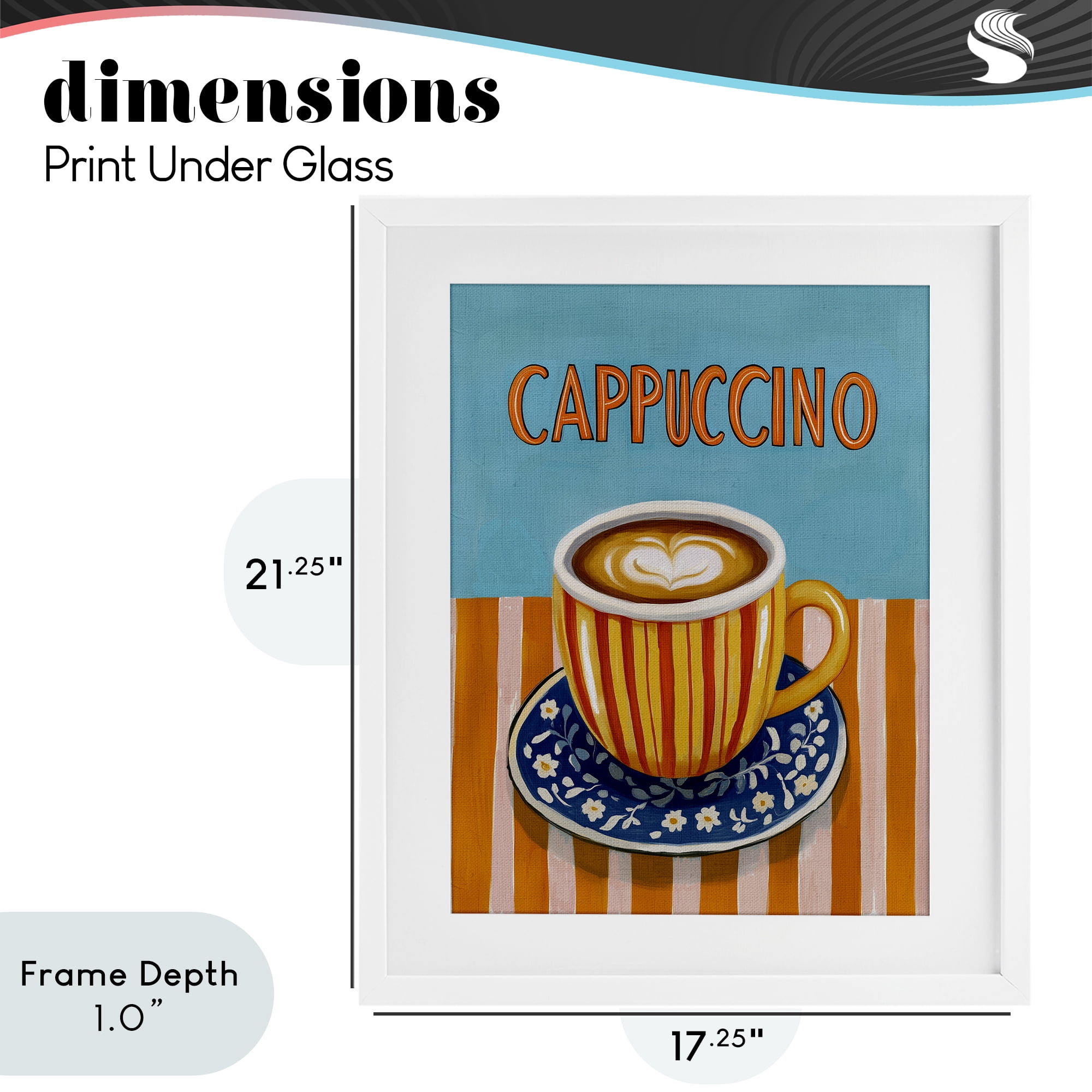 Stupell Industries Cappuccino Stripes Blue & Orange White Framed Print Under Glass, design by Yen