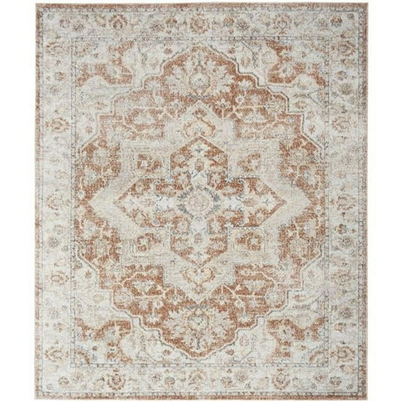 8 x 10 ft. Oriental Power Loom Washable Rectangle Area Rug, Gold