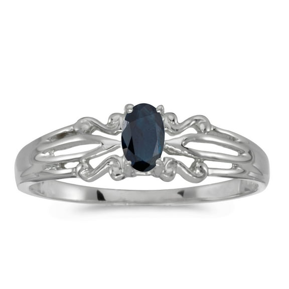 10k White Gold Oval Sapphire Ring