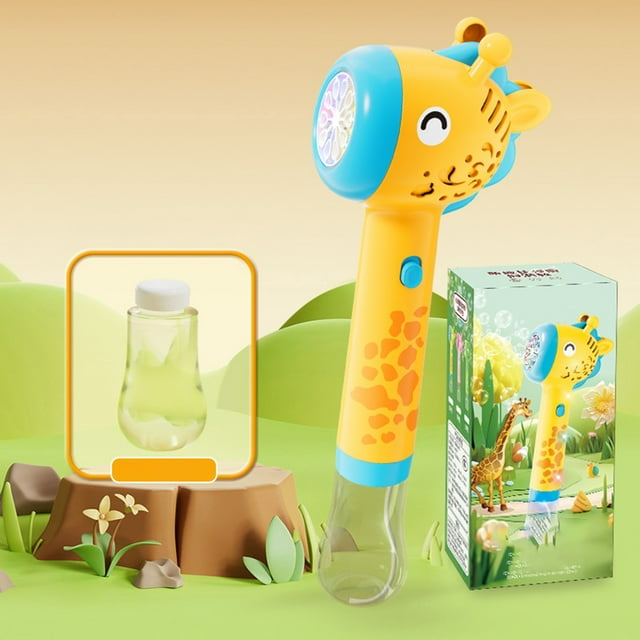 Bable Toy 90mlbubble Water Automatic Bubble Wand Light Up Giraffe Bubble Maker 10 Hole Light Up Giraffe Bubble Automatic Bubble Machine Maker Bubble Maker Boys Girls Yellow