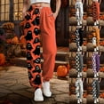 thumbnail image 4 of YDFCWXW Women's Halloween Print Pants - Elastic Waist Joggers, Casual Lounge Sweatpants with Drawstring White, XL, 4 of 7