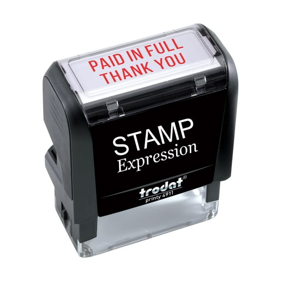 StampExpression - Paid in Full Thank You Office Self Inking Rubber Stamp - Red Ink (A-5344)