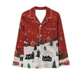 thumbnail image 4 of Tnhcen Women's Christmas Pajama Set V-Neck Long Sleeve Sleepwear with Pockets Soft Stretch Holiday Loungewear Cozy Festive Home Outfit Matching Top & Pant Set Plus Size S-2XL, 4 of 5