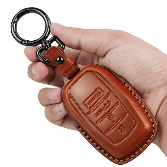 for Toyota Key Fob Cover Leather,with Keychain compatible with 2019-2024 Land Cruiser,2021-2024 Venza, Grand Highlander Hilux,Fortuner,2022-2024 Tundra,Corolla Cross,Prius 4 Buttons