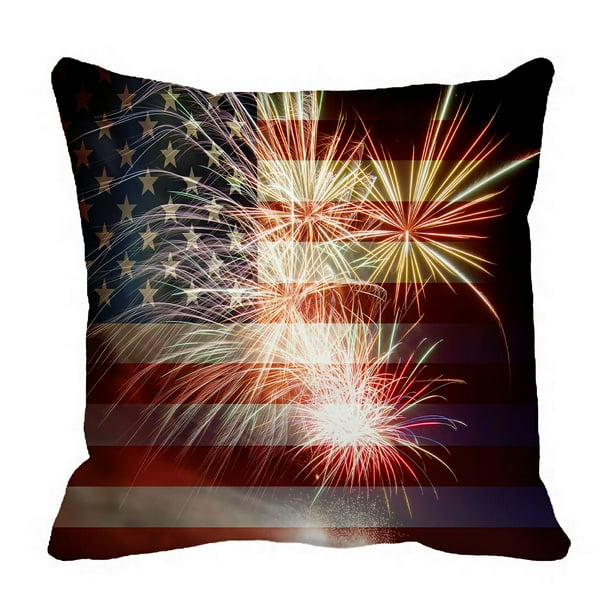ABPHQTO United States Of America Usa Flag Fireworks 4Th Of July Pillow