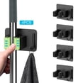thumbnail image 1 of BTideas Soporte de Pared para Escobas, Organizador de Escobas y Trapeadores de Acero Inoxidable de 4 Pzas, Autoadhesivo, Negro, 1 of 8