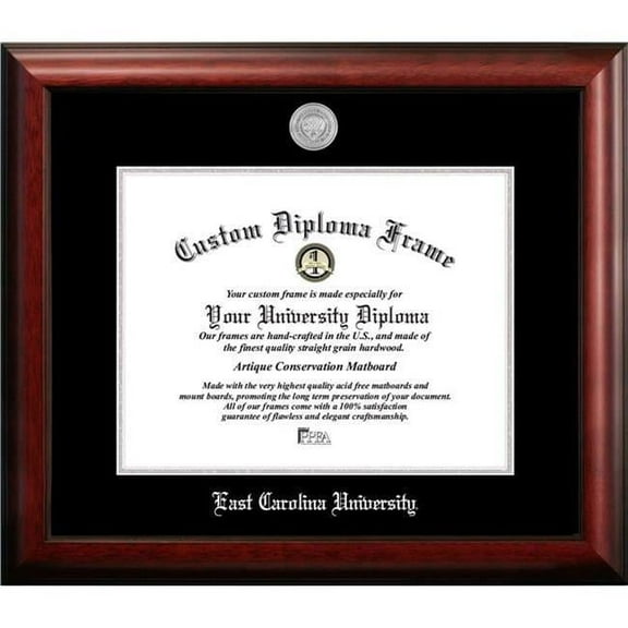 Campus Images NC995SED-1411 14 x 11 in. East Carolina University Silver Embossed Diploma Frame