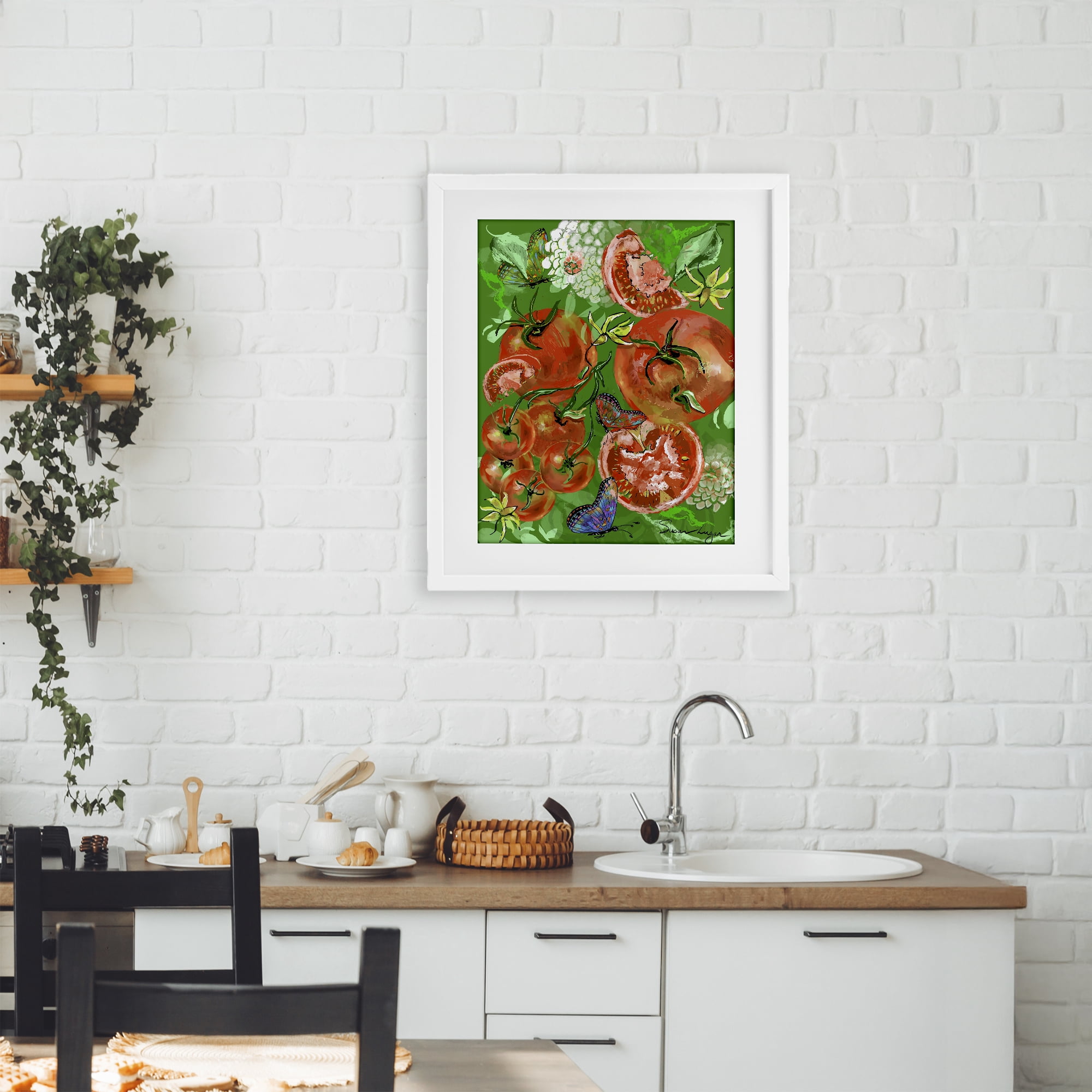 Stupell Industries Tomatoes Swirl Collage White Framed Print Under Glass, design by Susan Lugar