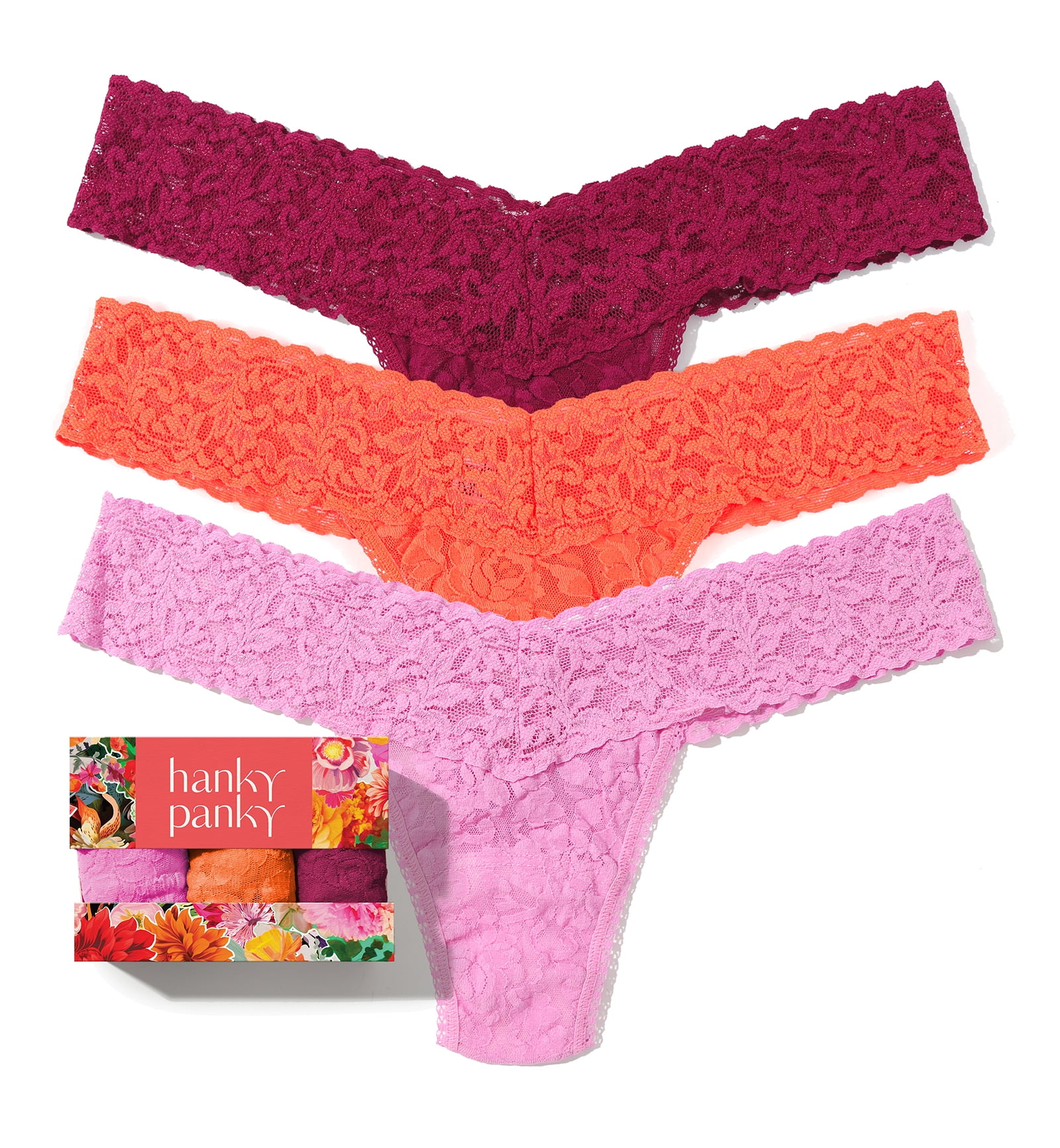 Hanky Panky 3-PACK Signature Lace Low Rise Thong (49113PK