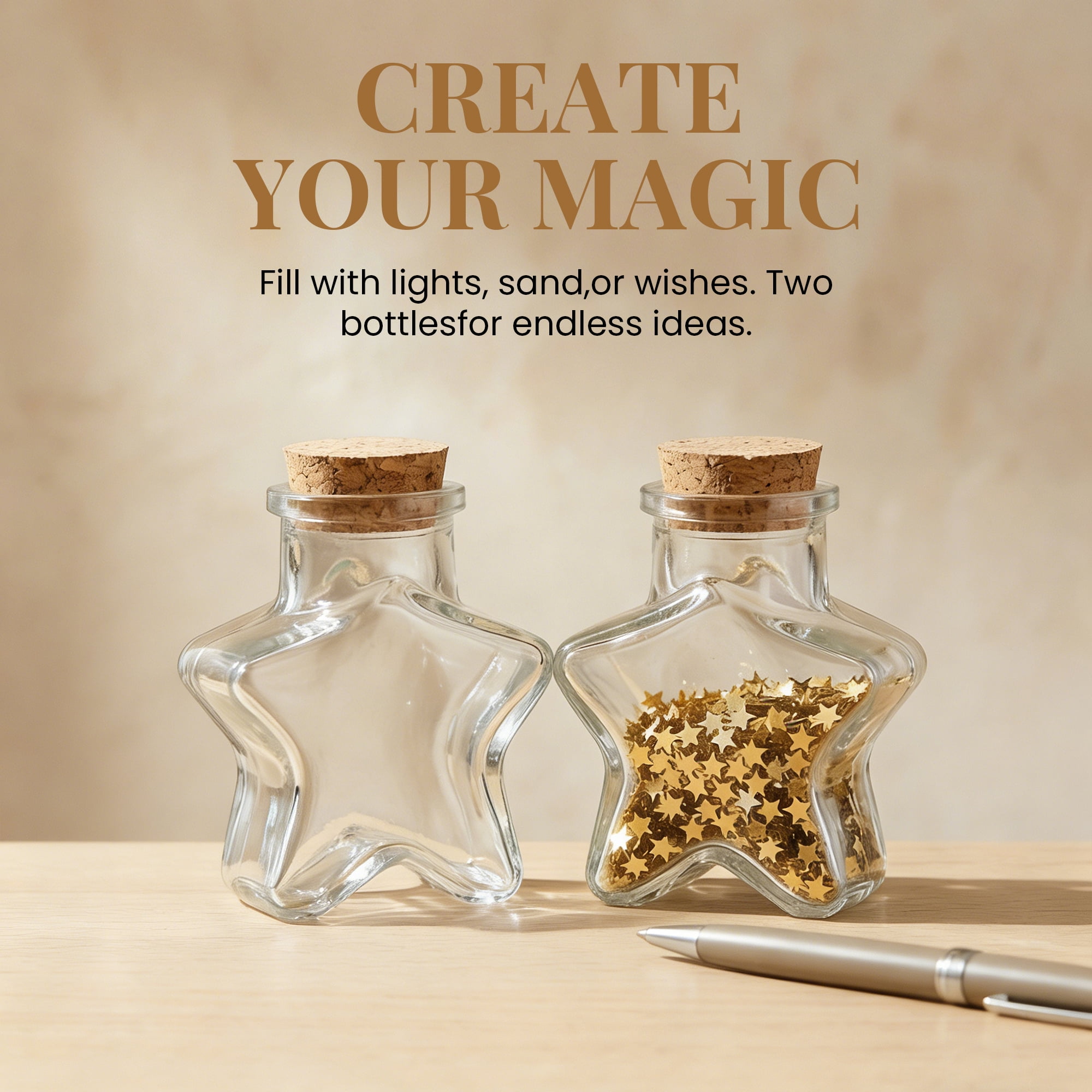 Unique Bargains 2pcs Vintage Glass Jars Storage Bottles Star Shaped 2.2"L x 1.5"W x 2.9"H