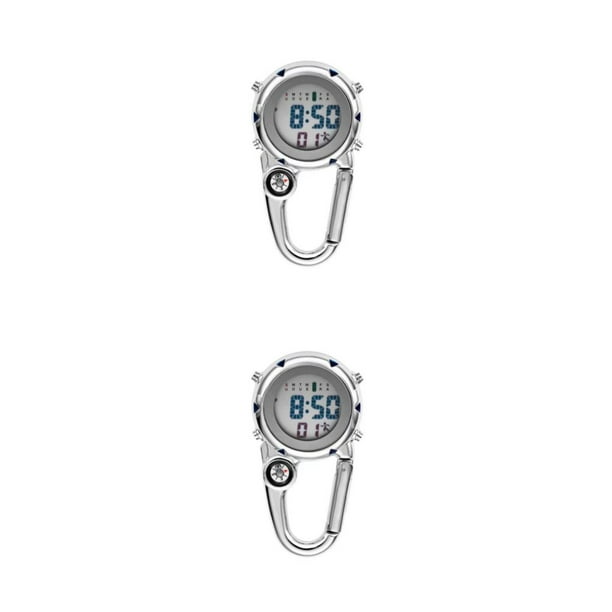 Bearachild Mosquetón digital Clip Relojes Gancho Reloj Electrónico Luminoso Enfermera Reloj Semana Montañismo Relojes Azul Azul 2piezas