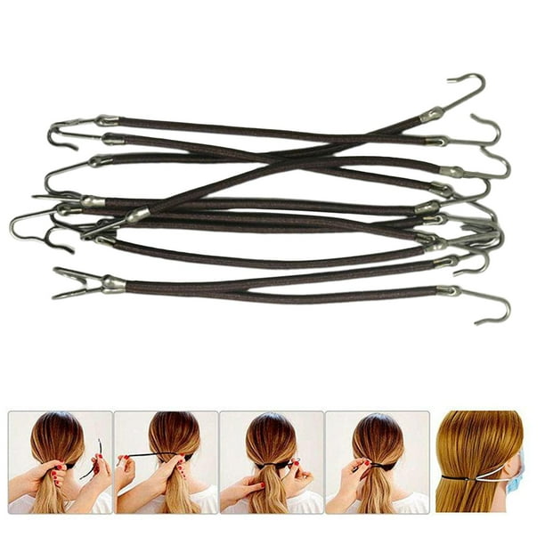 10 Piezas de Corbatas para Mujer, Ganchos para Peinar El Cabello, Elásticas, Cordón Elástico , marrón