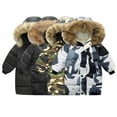 thumbnail image 6 of Godderr Toddler Kids Baby Winter Cotton down Outwears Jackets 3-12Y Removable Hooded Camouflage Coats Mid-Length Fleece Warm Thicken Outwears for Girls Boys, 6 of 8