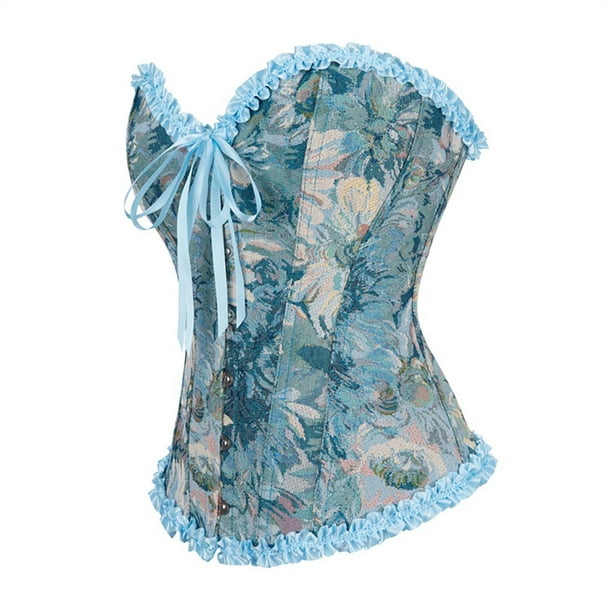DJskiyers Womens Vintage Overbust Corset Bustier Top Floral