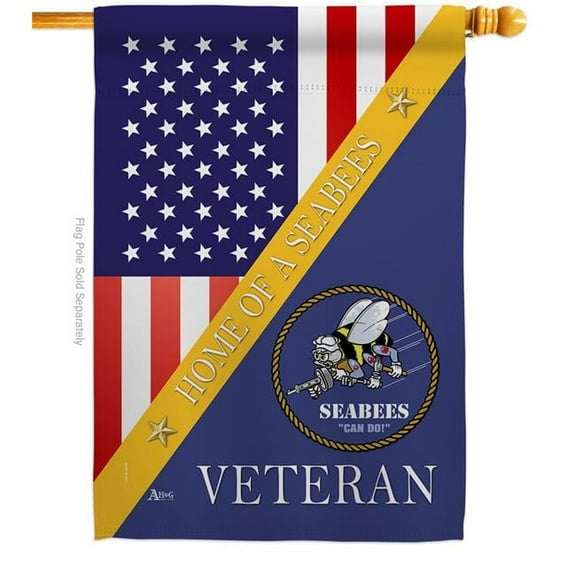Americana Home & Garden  28 x 40 in. Home of Seabees House Flag with Armed Forces Navy Double-Sided Decorative Vertical Flags Decoration Banner Garden Yard Gift